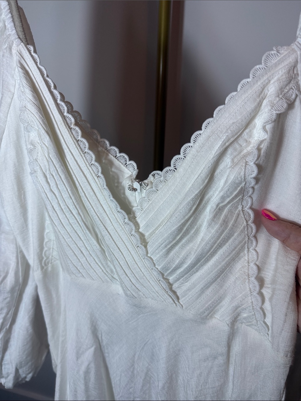 Saints + Secrets White Babydoll Mini Dress Large NWT | Cottagecore Boho - Picture 3 of 10